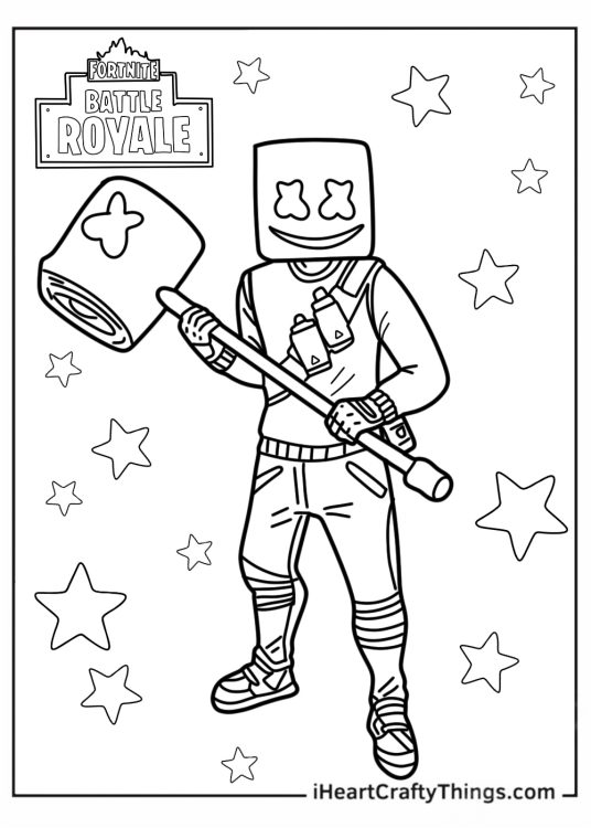 Easy Fortnite Marshmello Skin Coloring Page