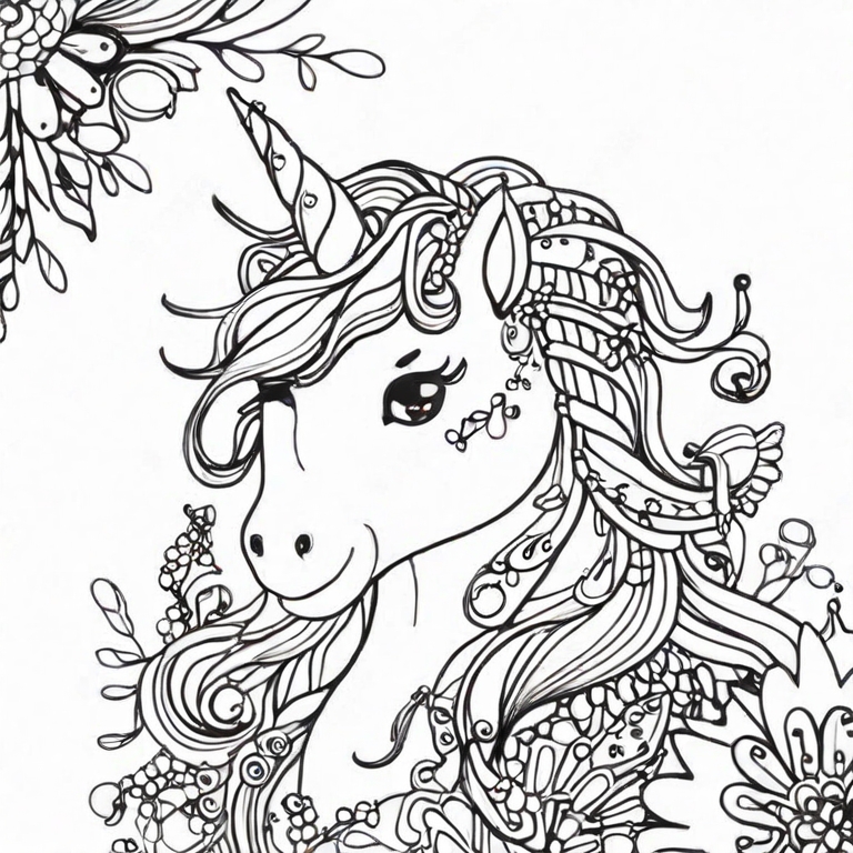 Princess and unicorn coloring pages