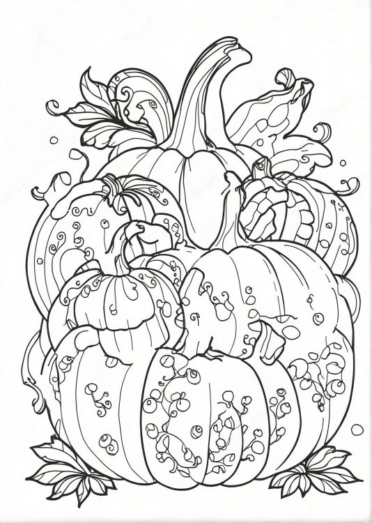 Pumpkin Coloring Page for Adults