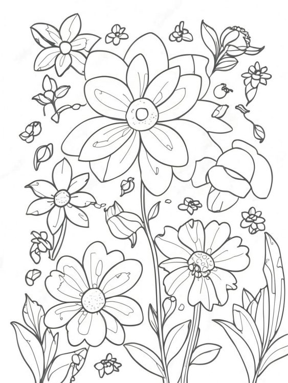 Spring Flowers Coloring Page