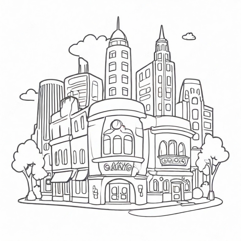 cartoon city drawing