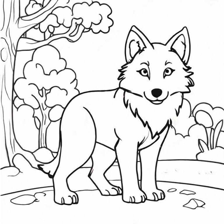 cartoon wolf drawing