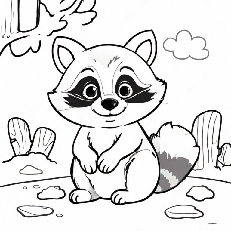 fun racoon drawing