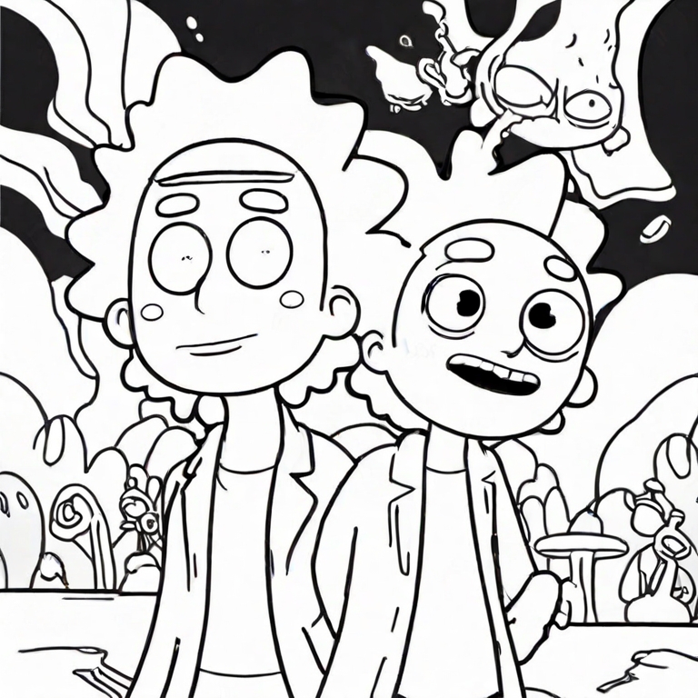 cartoon rick and morty drawing