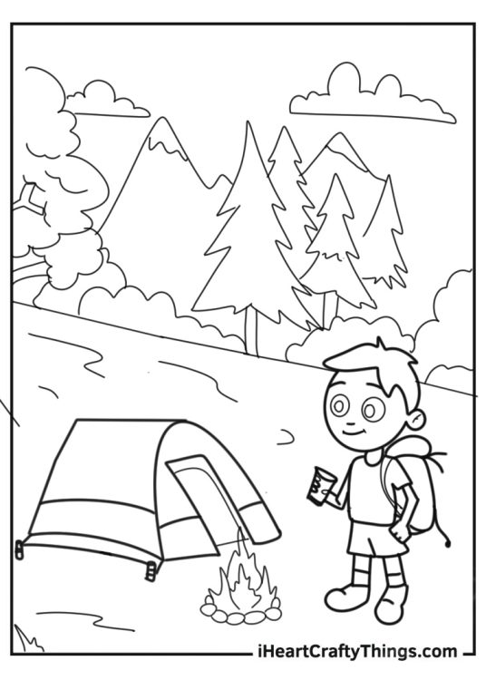 Children Holding Cups In Camping Site To Color