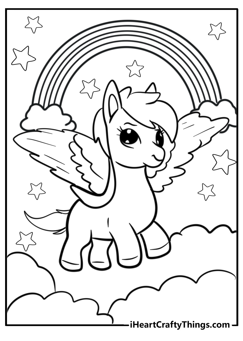 Chibi pegasus coloring page for preschoolers