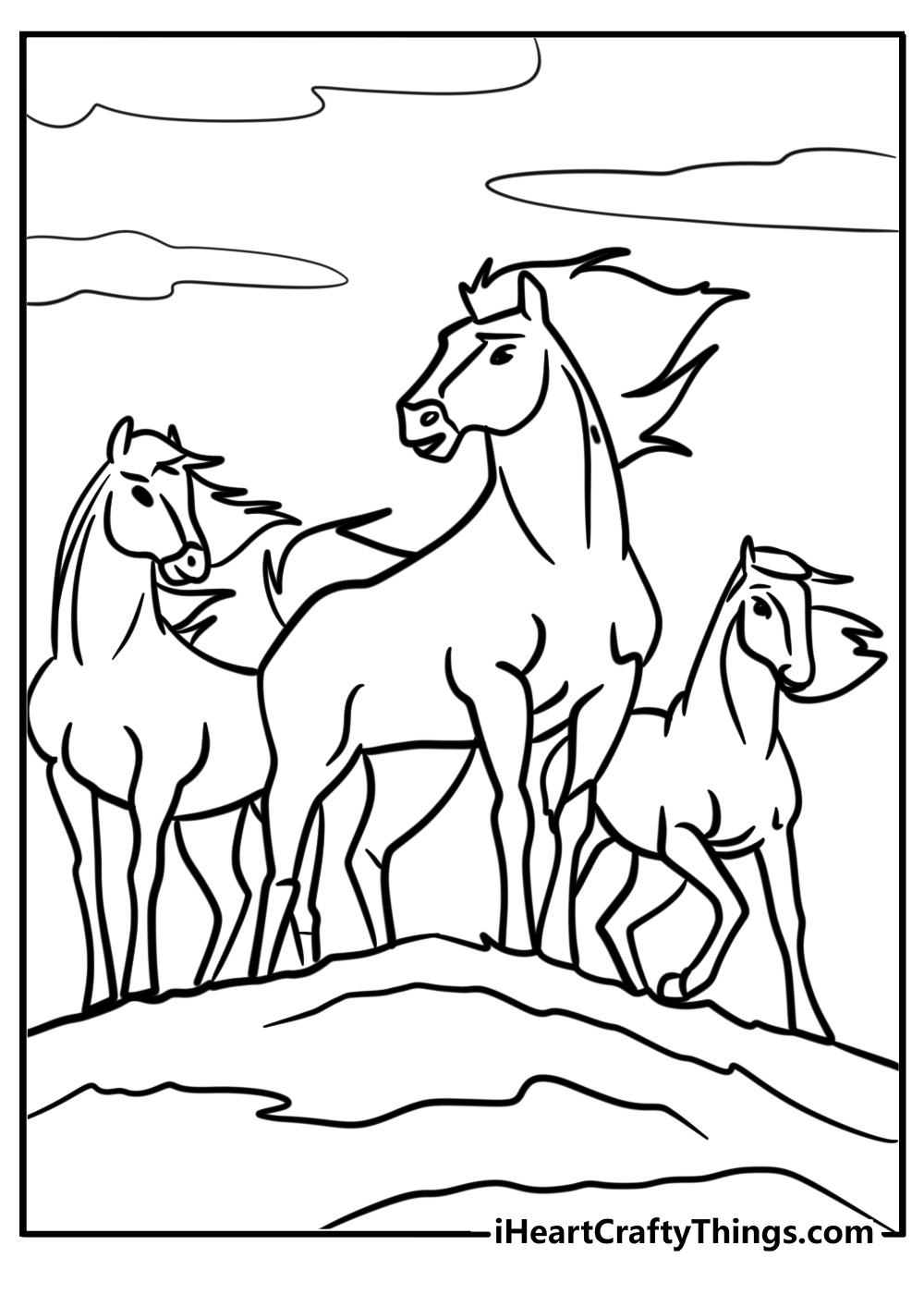 Horse herd coloring pages