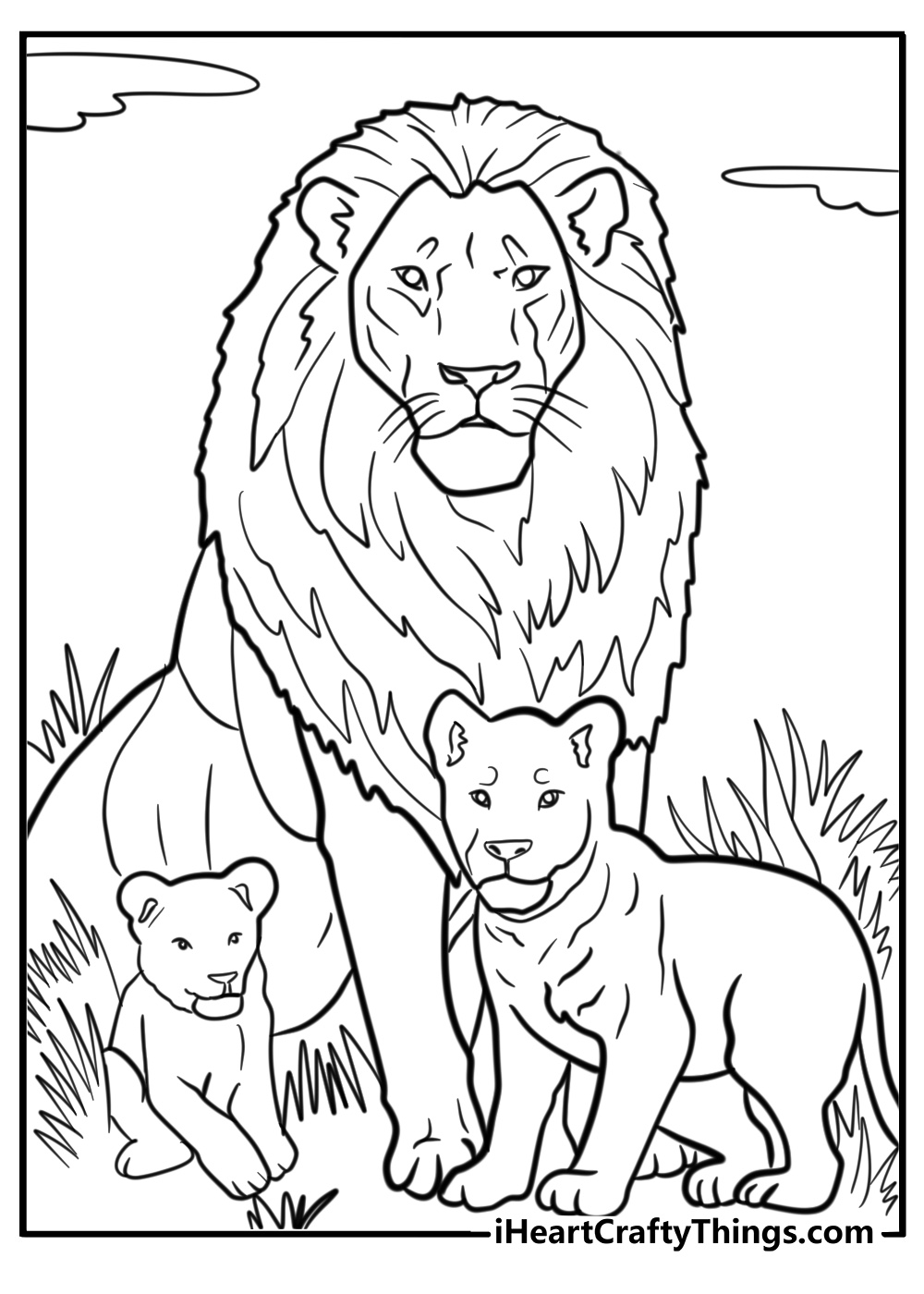 Lion family coloring pages