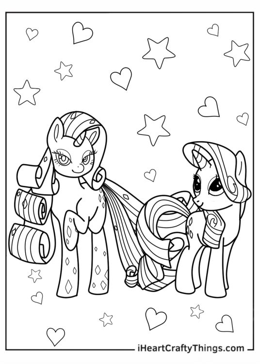 Coloring Page Of My Little Pony Rarity with Rainbow