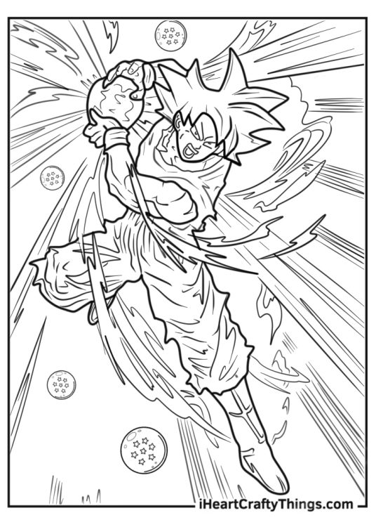Goku Releasing Kamehameha Coloring In For Preschoolers