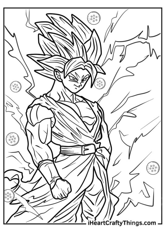 Goku Surrounded By Electricity Coloring Page For Kids