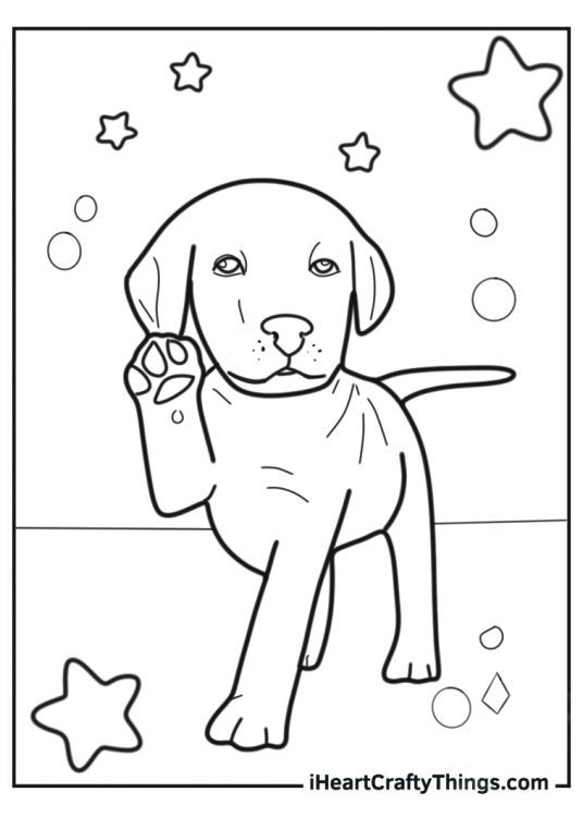 Puppy Raising Paw Coloring In