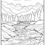 spring landscape coloring printable