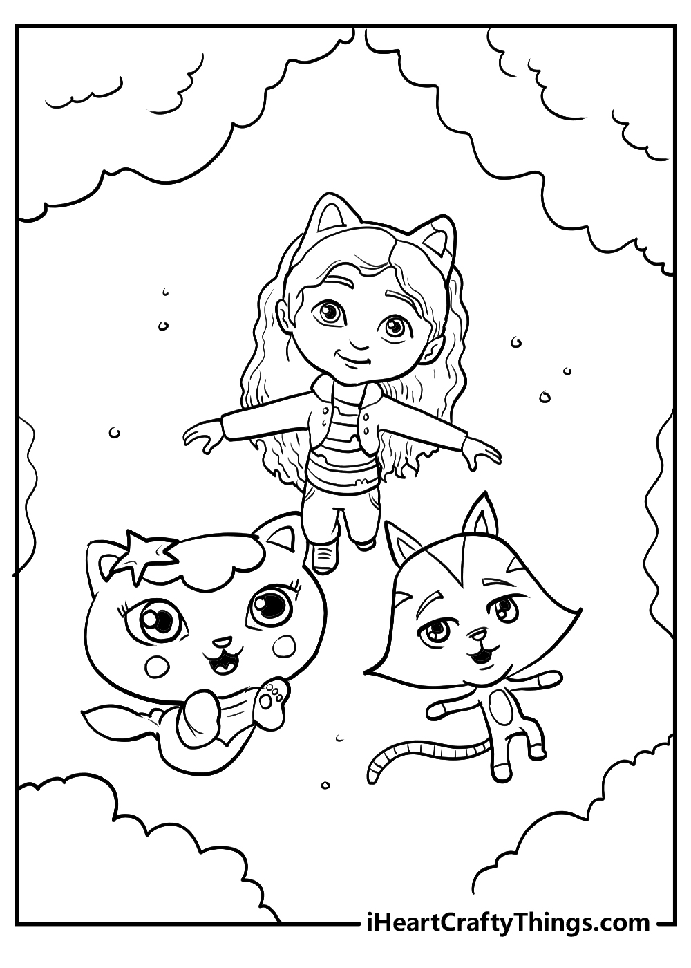 original gabby's dollhouse coloring sheet
