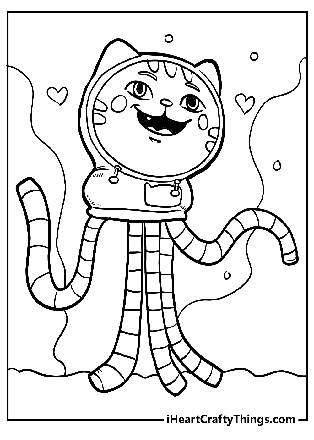 DJ catnip gabby's dollhouse coloring printable 