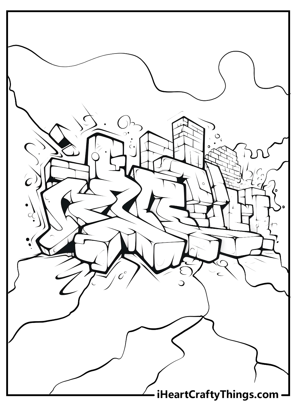 graffiti coloring sheet for kindergarten