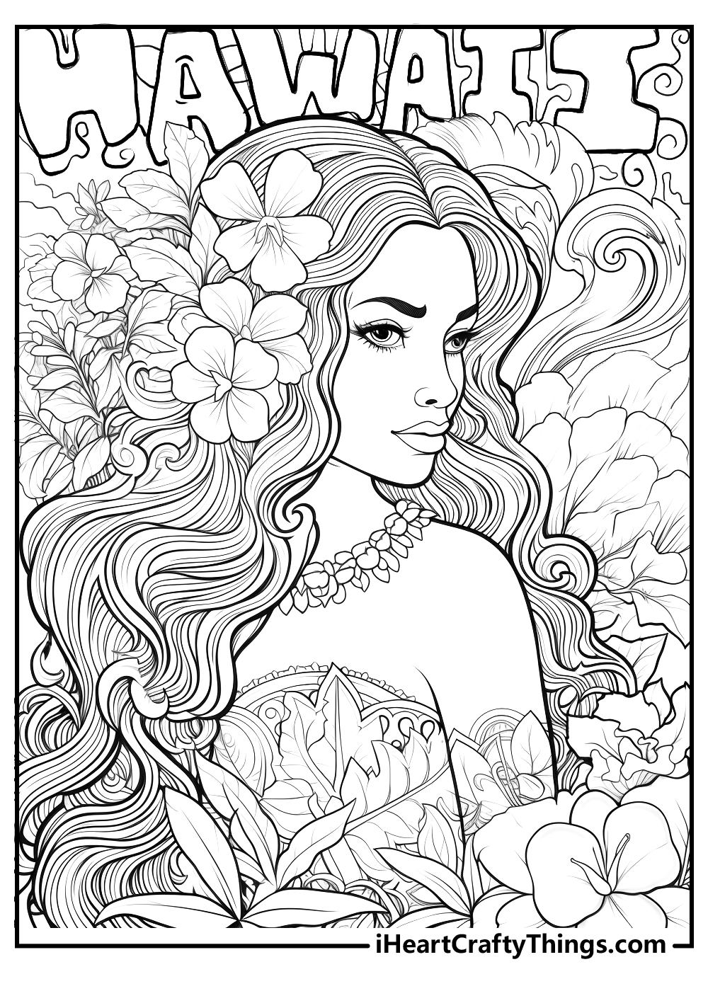 girl from Hawaii coloring sheet