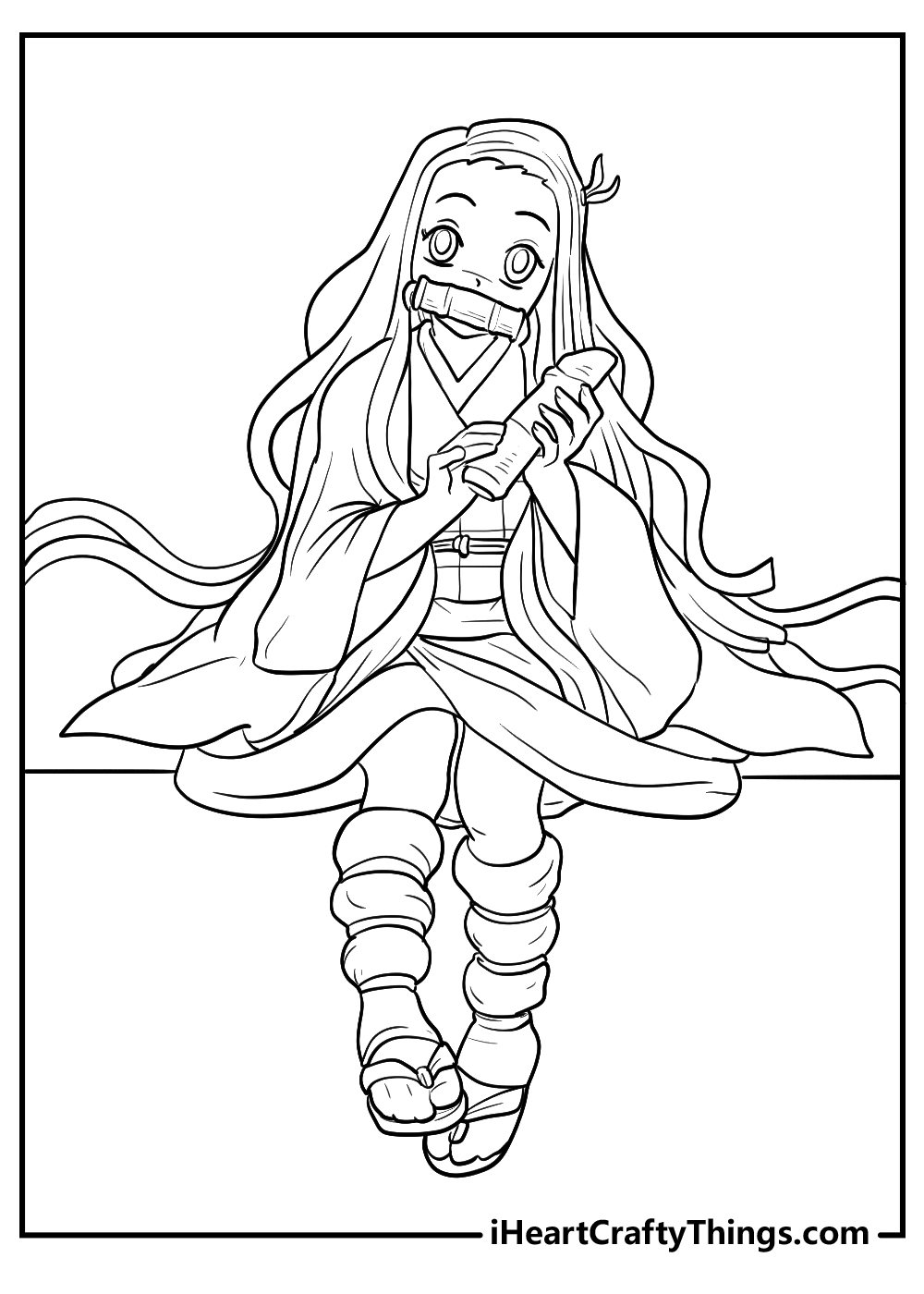 nezuko coloring pages for kindergarten