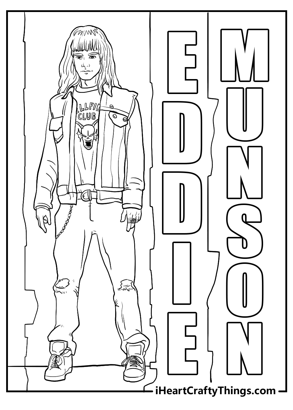 eddie munson stranger things coloring pages