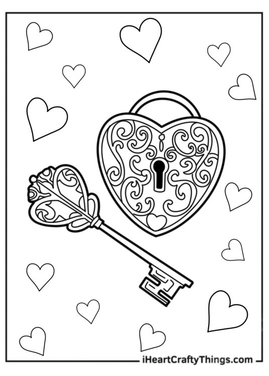Heart-Shaped Lock With Key To Color