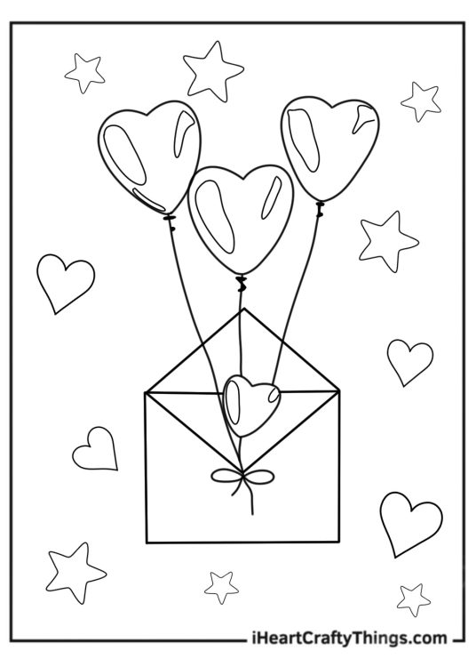 Several Heart Balloons Attached To Letter