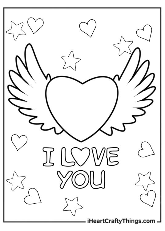 Heart with wings coloring page
