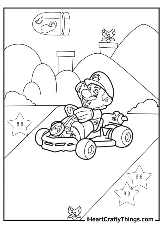 Mario kart coloring page