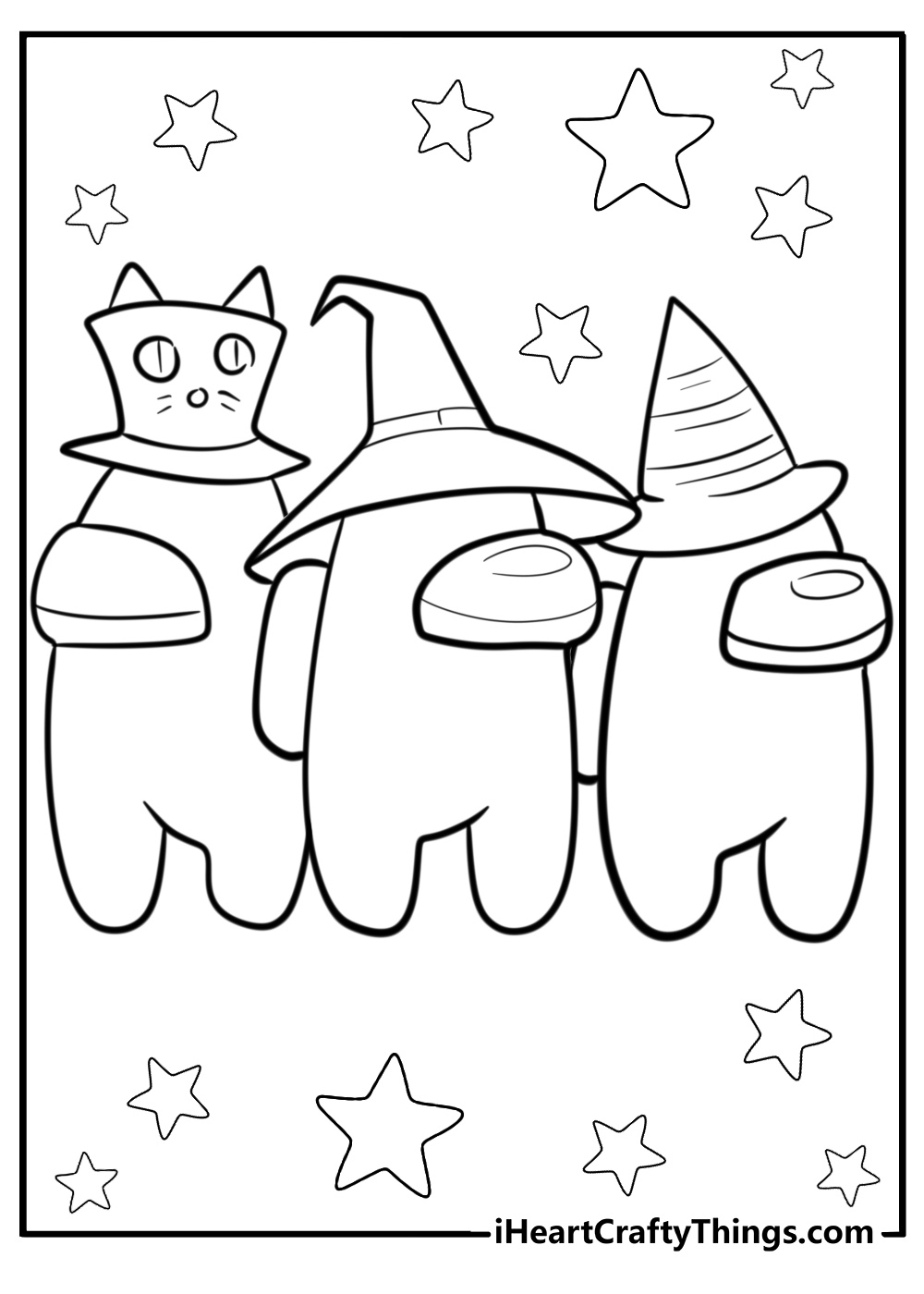 Among us coloring pages with hats