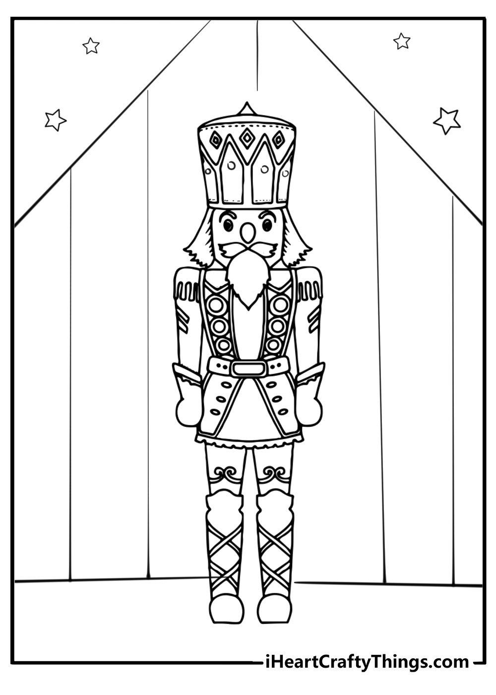 Nutcracker on stage during ballet free coloring page