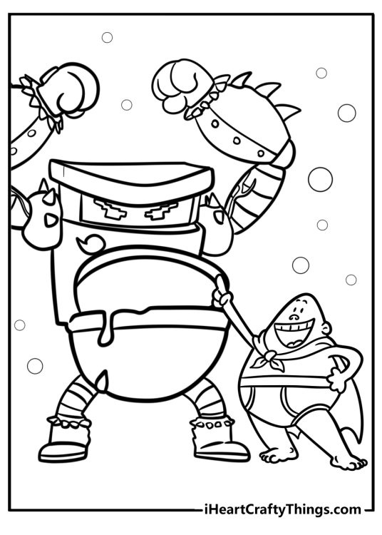 Captain underpants and the evil villain printable coloring page