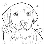 Golden retriever puppy giving a paw fun coloring sheet