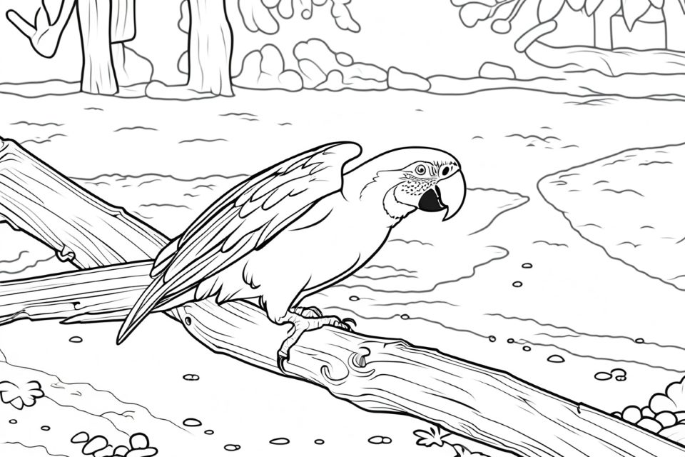 Parrot photo to coloring page generated by ai