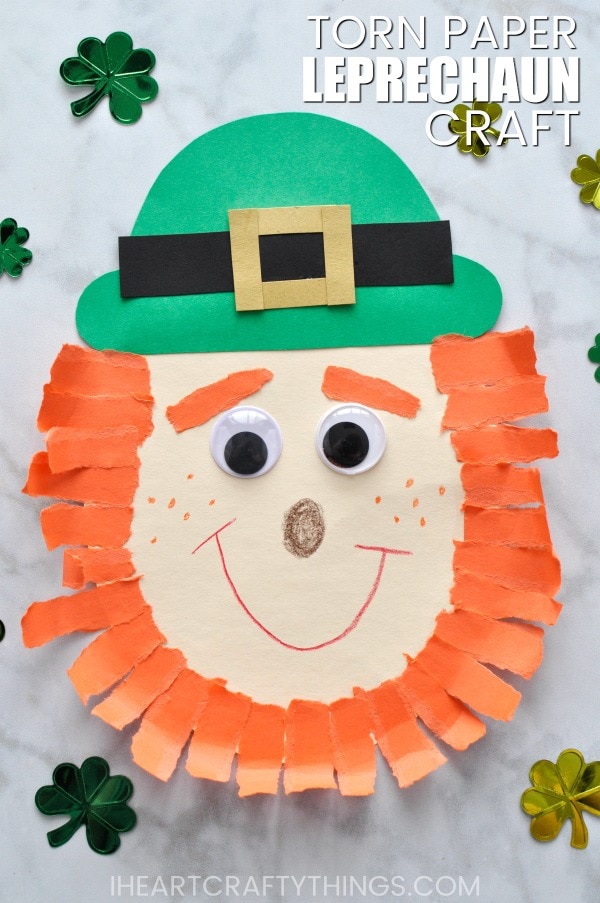 Leprechaun paper hat coloring St. Patrick's Day craft - Happy