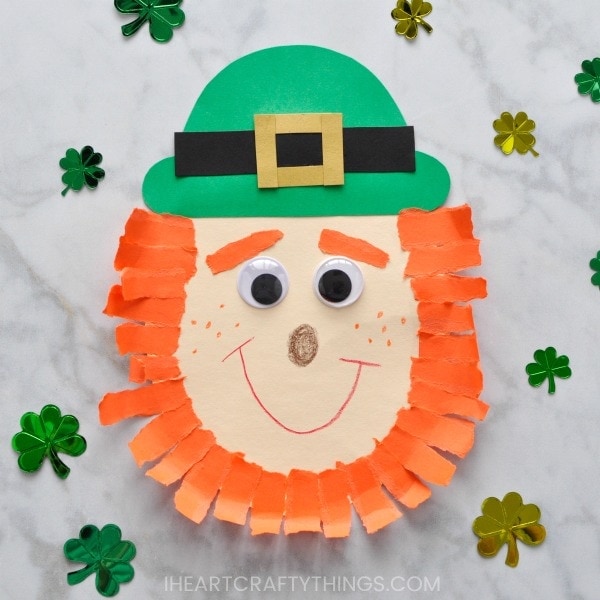 torn paper leprechaun craft