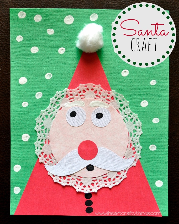 Simple Shape Cotton Ball Santa Craft - Our Kid Things
