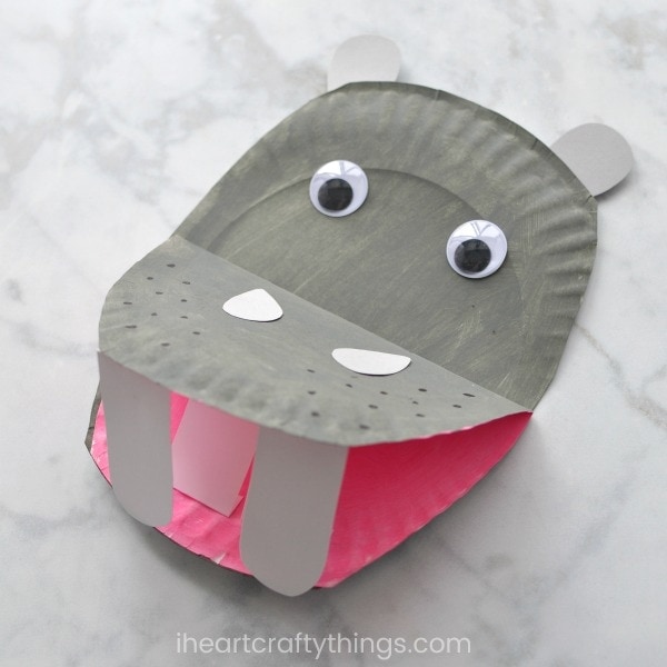 paper plate hippopotamus craft