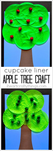 cupcake liner apple tree craft pin