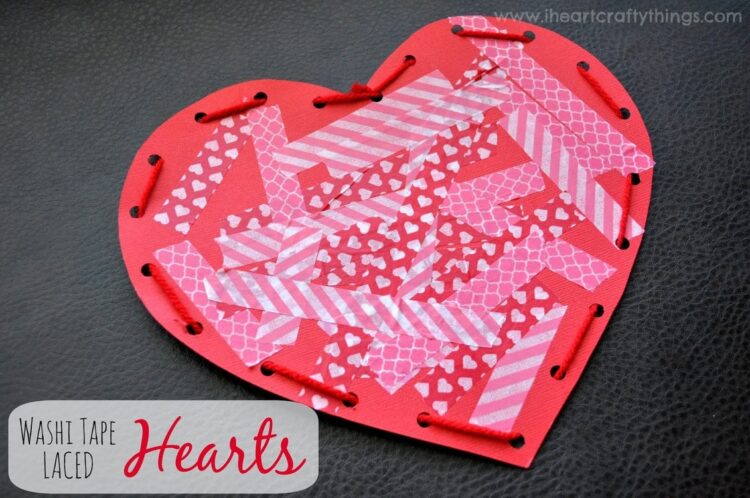 Washi Tape Hearts with Lacing Practice