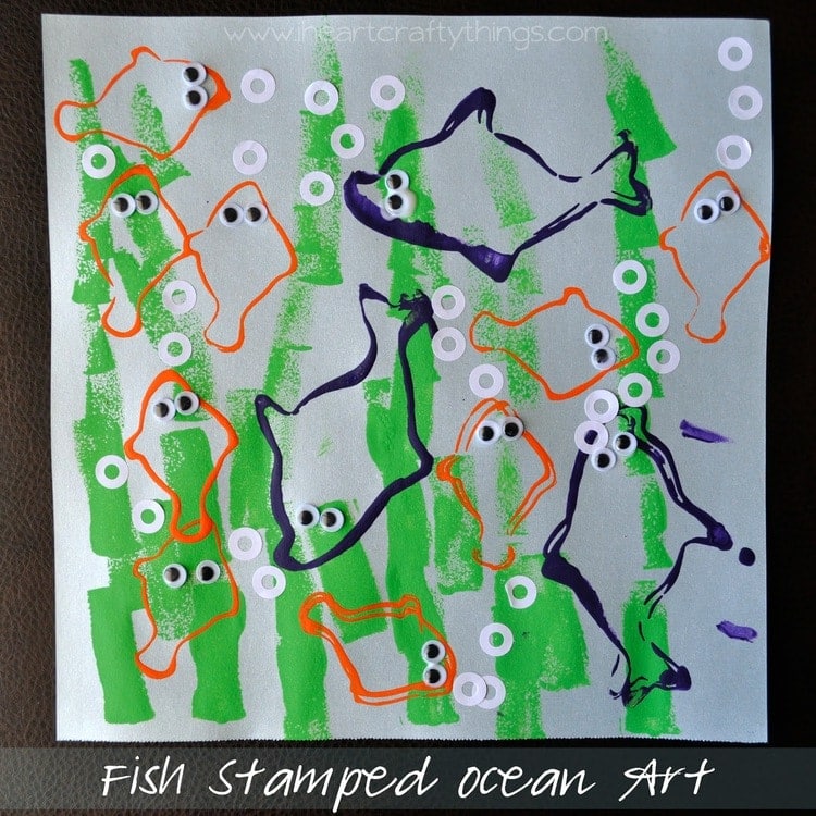 Fish Stamped Ocean Art