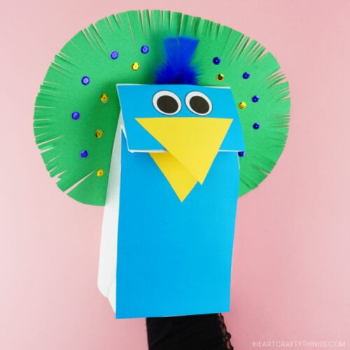 Peacock Puppet Craft - I Heart Crafty Things