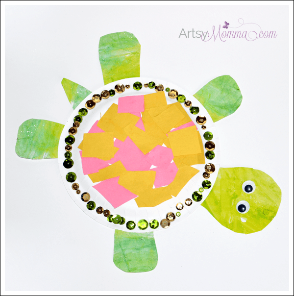 Paper Plate Turtle Cut and Paste Craft for Preschoolers