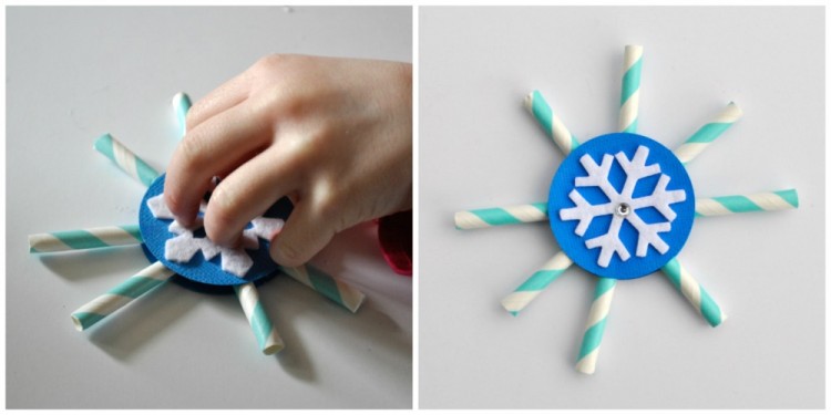 Christmas Snowflakes made with plastic Straws craft idea