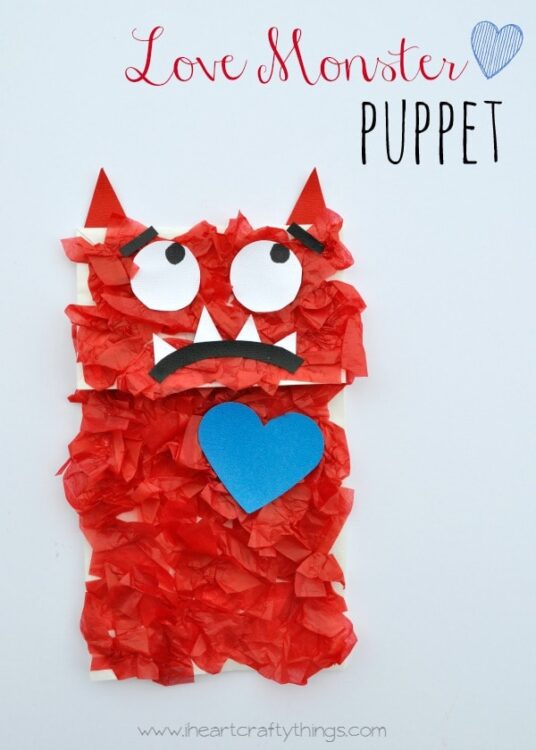 Love Monster Paper Bag Puppet Kids Craft