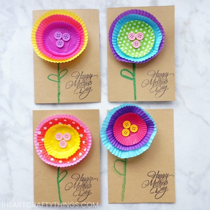 cupcake liner flower card 4