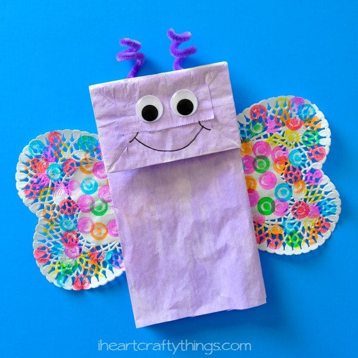 Paper Bag Butterfly Kids Craft - I Heart Crafty Things