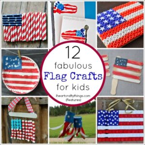 Here are 12 fabulous American Flag Crafts for kids perfect for Fourth of July Crafts, Memorial Day Crafts and summer kid crafts.