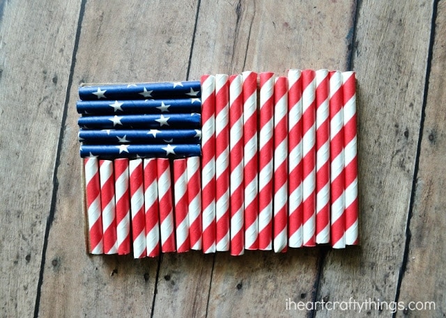 Simple Flag Craft for Kids made with Straws