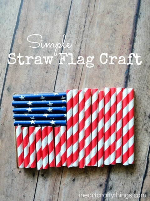 straw flag kids craft