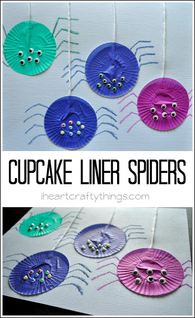 cupcake liner spider craft kids