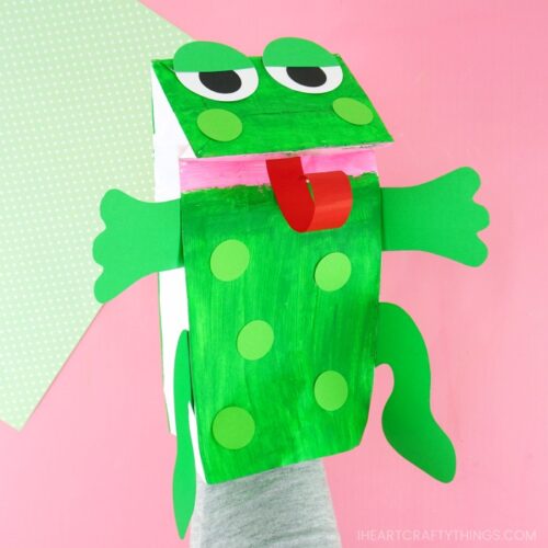 Paper Bag Frog Puppet With Pattern I Heart Crafty Things